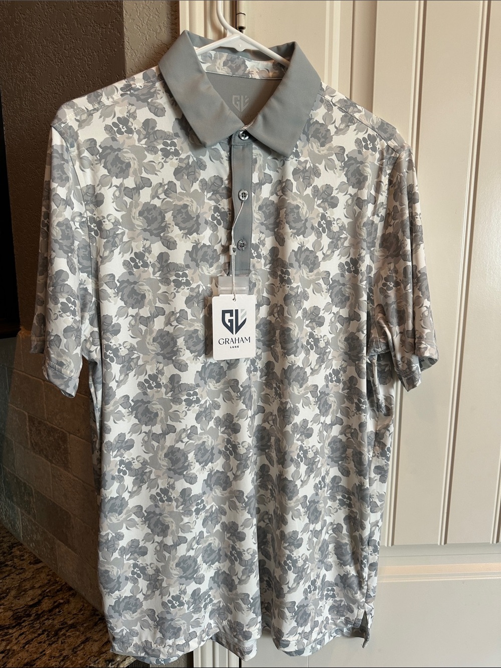 Graham Men's Gray Floral Polo Shirt